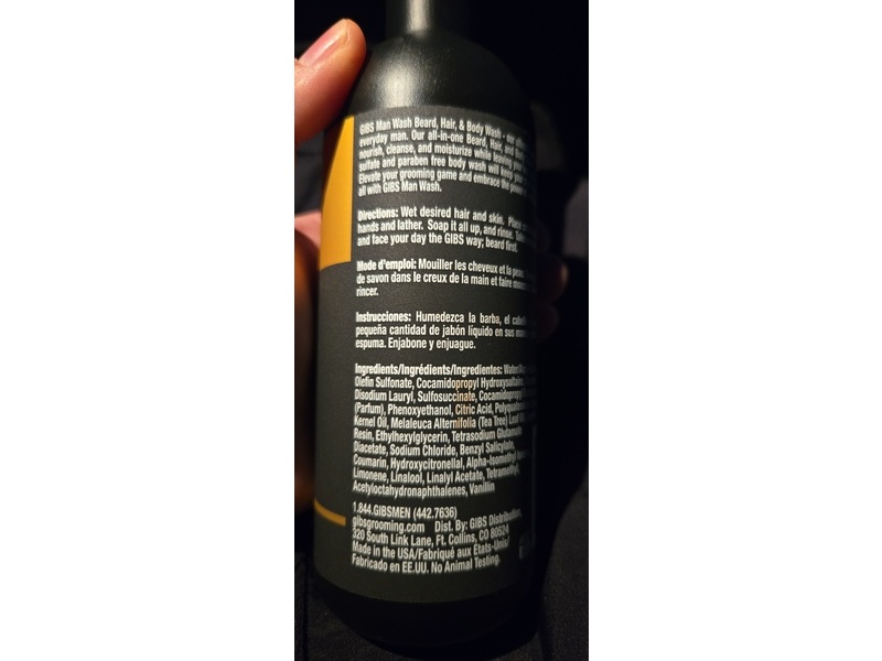 Gibs Grooming Beard, Hair & Body Wash, Amber, 12 fl oz/355 mL