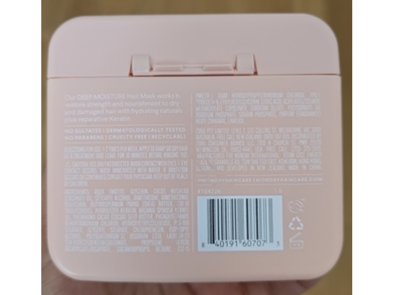 Monday Deep Moisture Hair Mask, 8.4 fl oz/250 mL