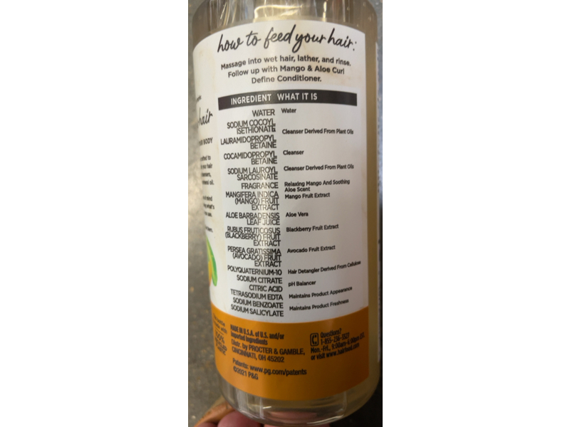 Hair Food Curl Define Shampoo, Mango & Aloe,10.1 fl oz/300 mL