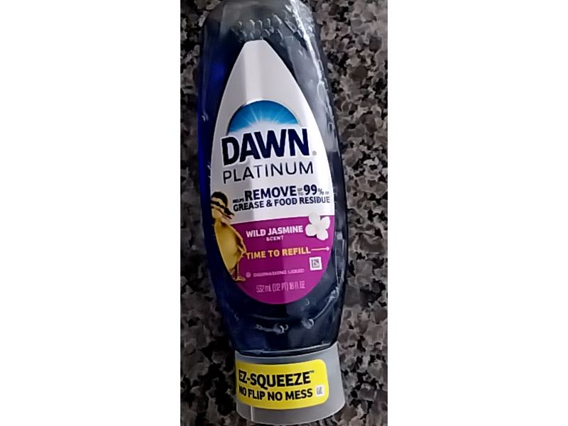 Dawn Platinum Dishwashing Liquid, Wild Jasmine Scent, 18 fl oz/532 mL