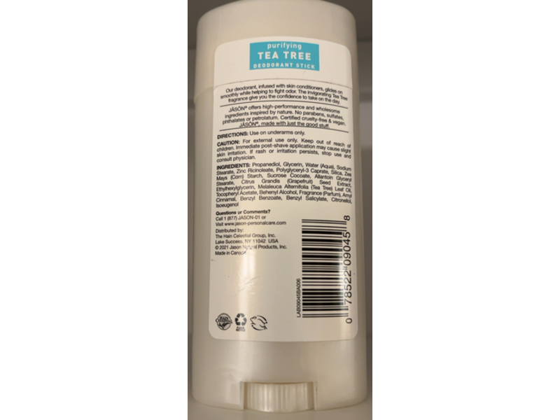 Jason Purifying Tea tree Deodorant, Aluminium & Propylene Glycol free, 2.5 oz/71 g