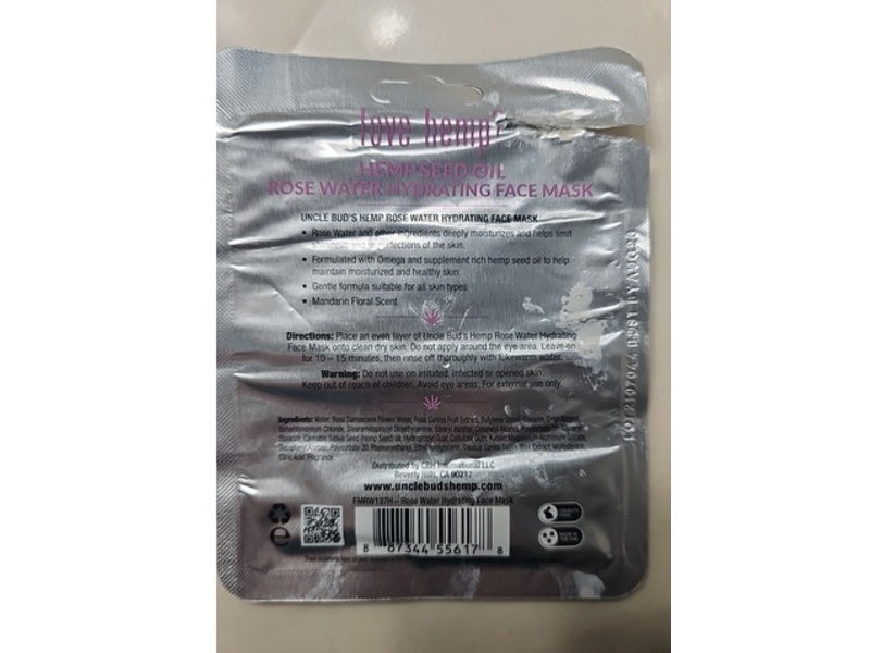 Uncle Bud's Rose Water Hydrating Face Mask, 0.36 oz/10 g