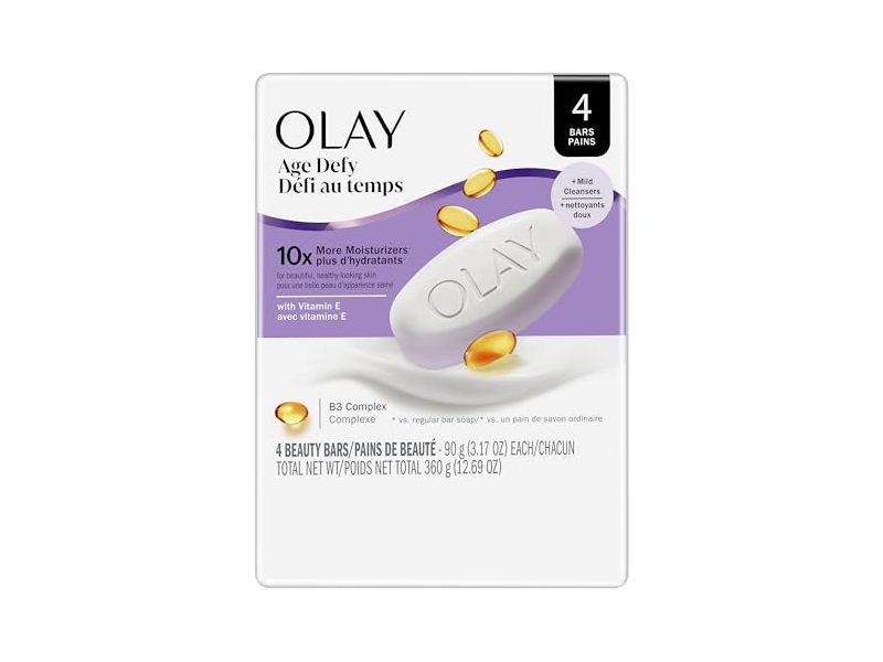 Olay Age Defying Soap Bar, Vitamin E & Vitamin B3 Complex, 3.17 oz/90 g/ Pack Of 4