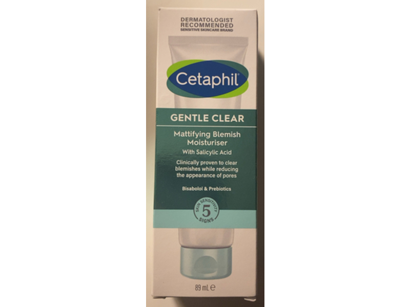 Cetaphil Gentle Clear Mattifying Blemish Moisturiser, Bisabolol & Prebiotics, 89 mL