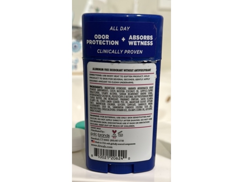 Dr. Teal's Aluminum-Free Deodorant, Magnesium + Elderberry & Vitamin D, 2.65 oz/75 g