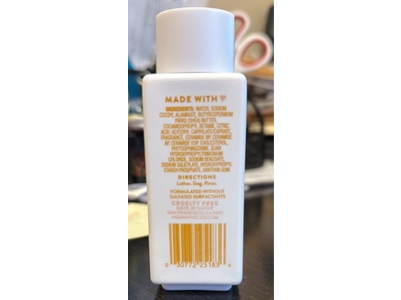 Native Sensitive Series 24Hr Hydrating Body Wash, Bare Coconut, 3 fl oz/88 mL