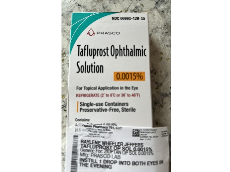 Tafluprost Ophthalmic Solution 0.0015%, 0.3 mL, Prasco (Rx)