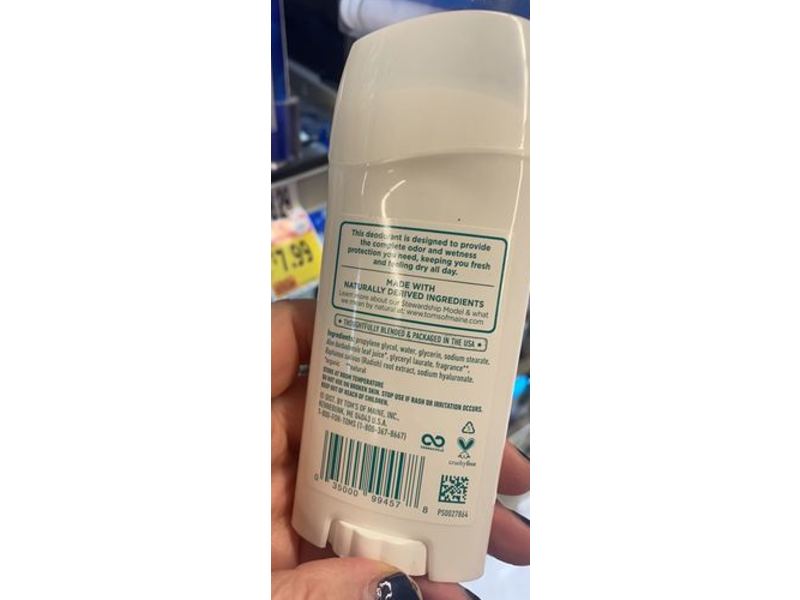 Tom's Of Maine Complete Protection Deodorant, Lemon & Bergamot, 2.25 oz/64 g, Pack Of 3