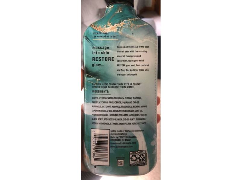 Quiet & Roar Limited Edition Body Lotion, Eucalyptus + Spearmint Scent, 16 fl oz/473 mL