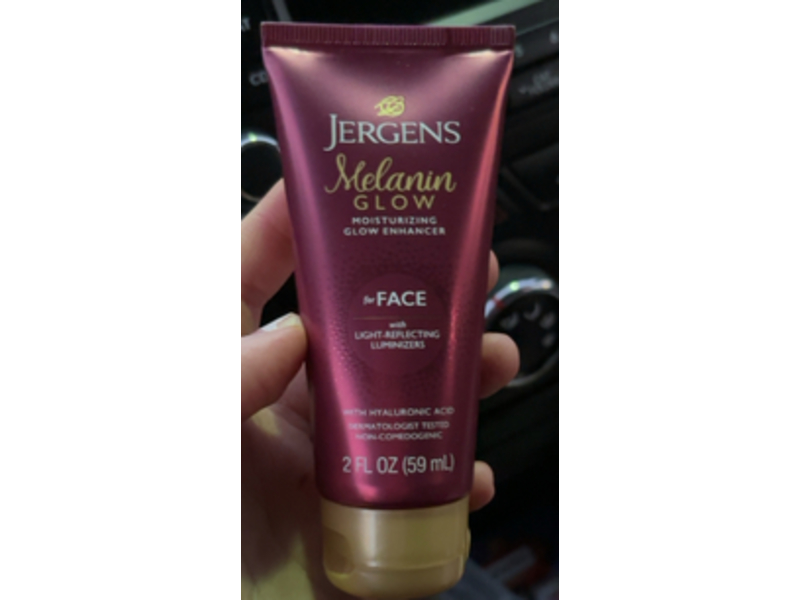 Jergens Melanin Glow Moisturizing Facial Glow Enhancer, Hyaluronic Acid, 2 fl oz/59 mL