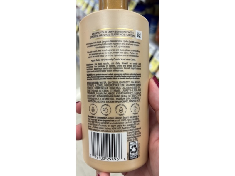 Jergens Natural Glow Hydra Gel Moisturizer, Fair To Medium, 8.3 fl oz/245 mL