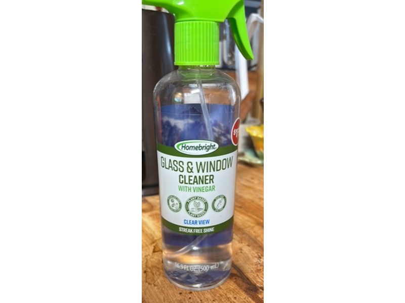 Homebright Glass & Window Cleaner, Vinegar, 16.9 fl oz/500 mL