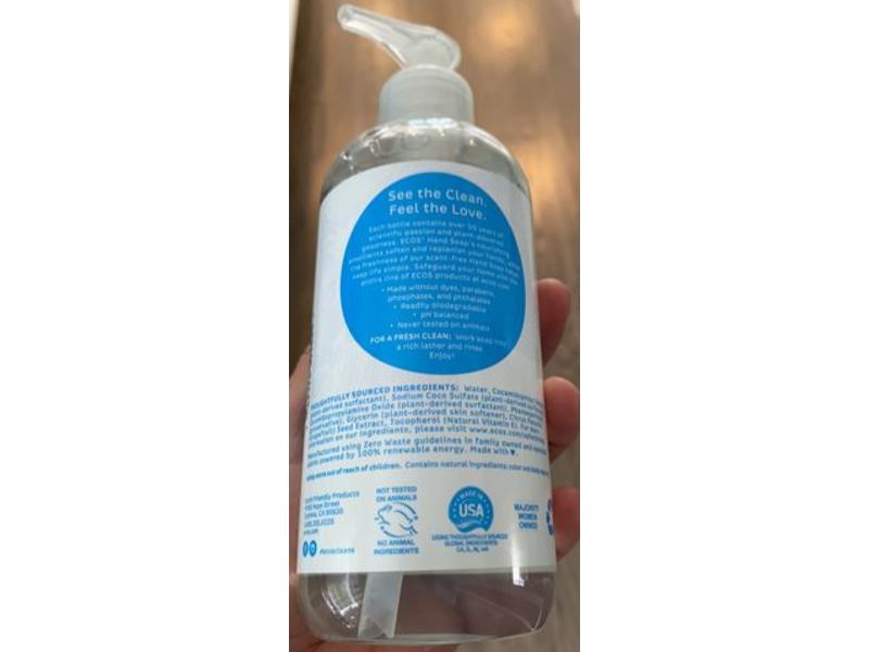 Ecos Hand Soap, Free & Clear, 11.5 fl oz/340 mL