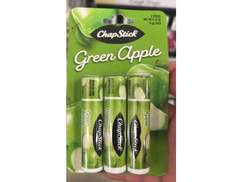 ChapStick Lip Balm, Green Apple, 0.15 oz/4 g, 3 Count