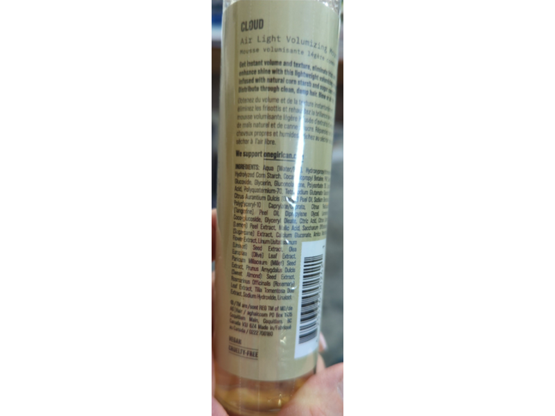 AG Care Cloud Air Light Volumizing Mousse, Sugarcane Extract, 3.6 fl oz/107 mL