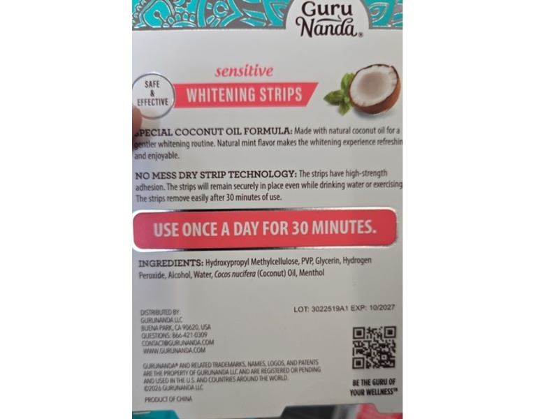 Guru Nanda Sensitive Whitening Strips, 14 Count