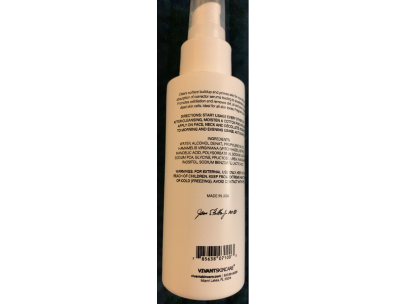 Vivant 3 % Mandelic Acid 3-In-Toner, 4 fl oz/115 mL