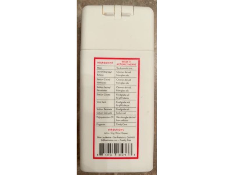 Native Holiday Hydration Shampoo, Candy Cane, 3 fl oz/88 mL