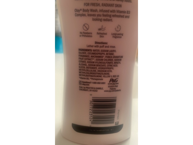 Olay Essential Botanicals Body Wash, Vanilla Cream & Honey, 23.6 fl oz/700 mL