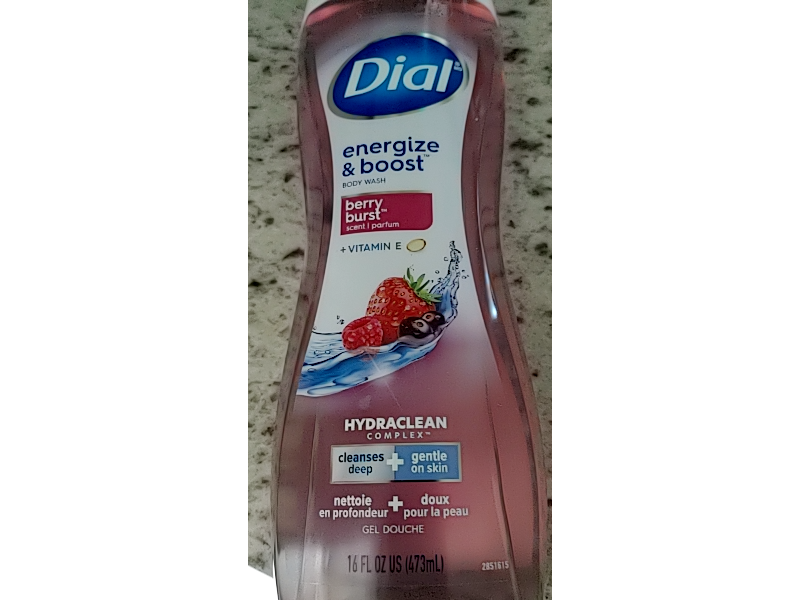 Dial Energize & Boost Body Wash, + Vitamin E, Berry Burst Scent, 16 fl oz/473 mL