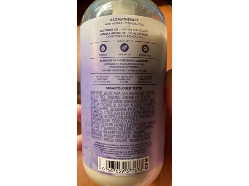 Bath & Body Works Aromatherapy Moisturizing Body Lotion, Sleep, Lavender + Vanilla, 8.4 fl oz/248 mL