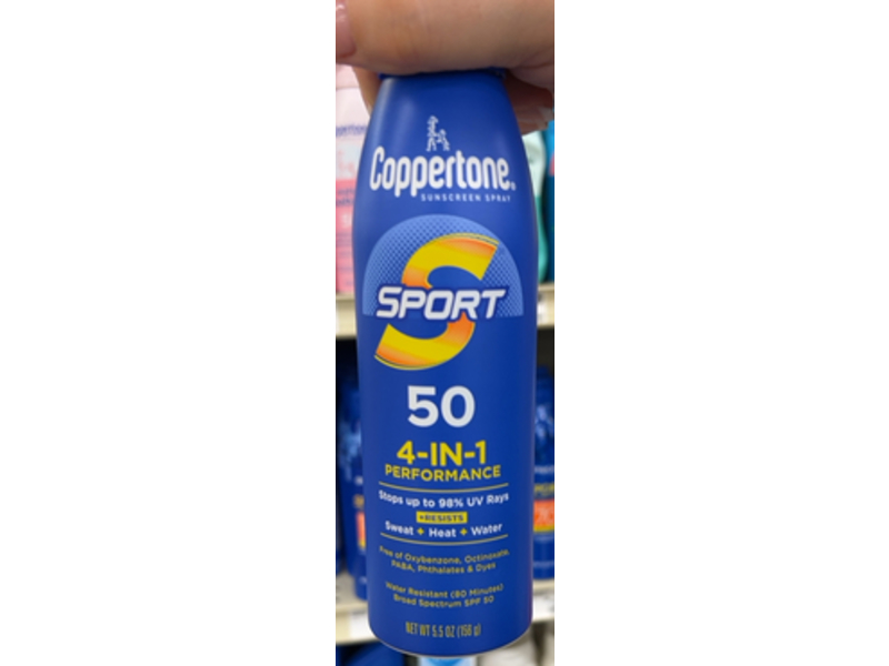 Coppertone 4-In-1 Performance Sunscreen Spray, Sport, SPF 50, 5.5 oz/156 g, Pack Of 3