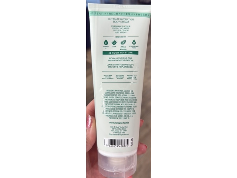 Bath & Body Works Ultimate Hydration Body Cream, Crisp & Clean, 8 oz/226 g