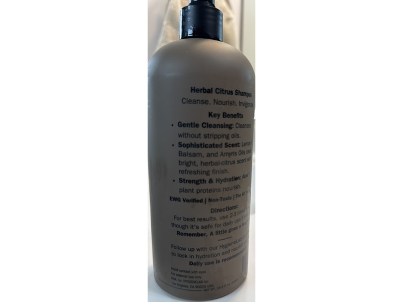 HygieneLab Shampoo, Herbal Citrus, 16.9 fl oz/500 mL