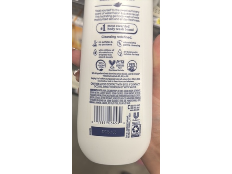 Dove 24Hr Renewing Micro Moisture Body Wash, Watermelon + Guava Nectar, 11 fl oz