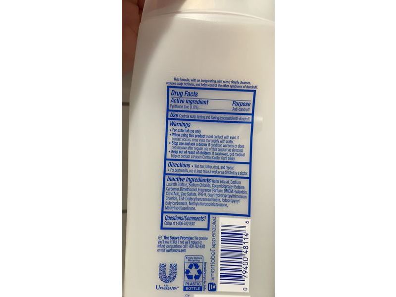 Suave Anti-Dandruff Shampoo, Scalp Control, Invigorating Mint Scent, 12.6 fl oz/373 mL