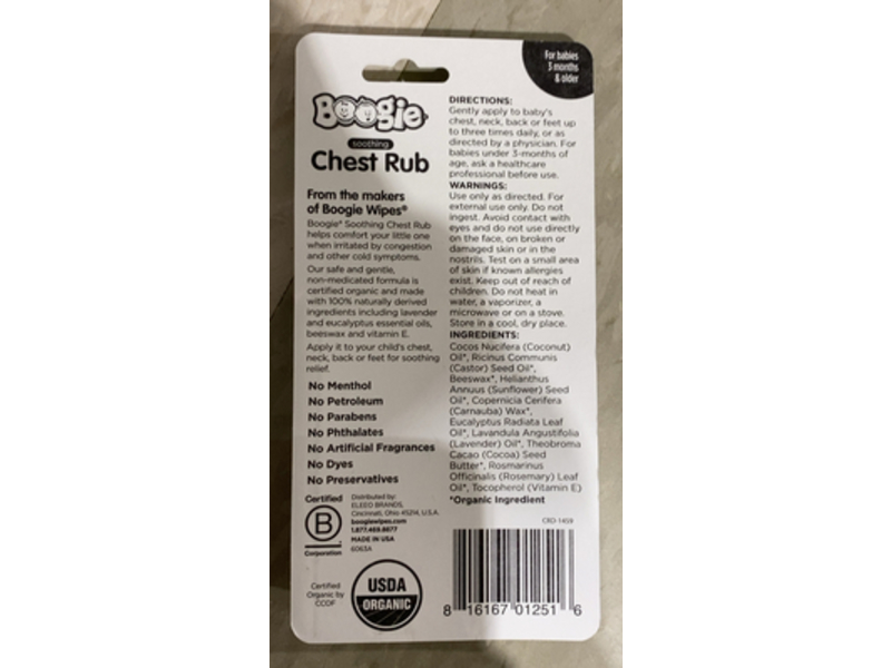 Boogie Soothing Chest Rub, Eucalyptus & Lavender, 0.49 oz/14 g