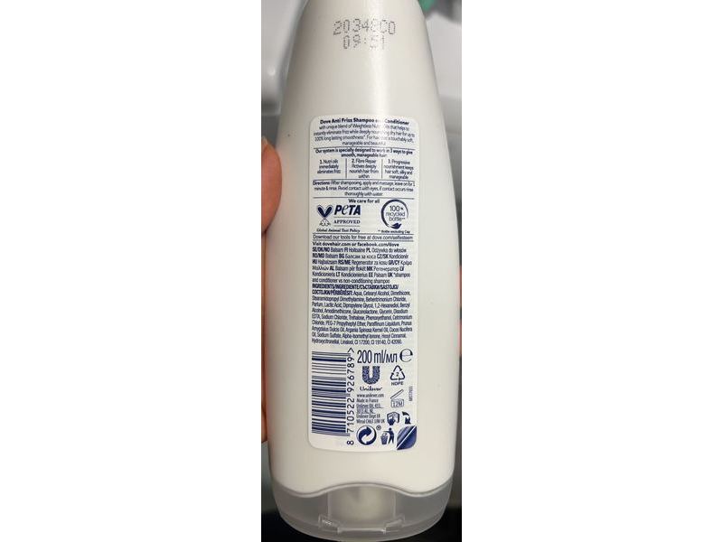 Dove Anti Frizz Conditioner, 200 mL