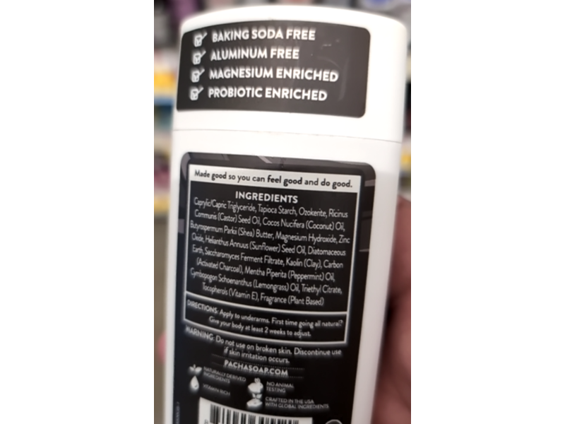 Pacha Soap Deodorant, Lemongrass & Peppermint, 2.65 oz/75 g