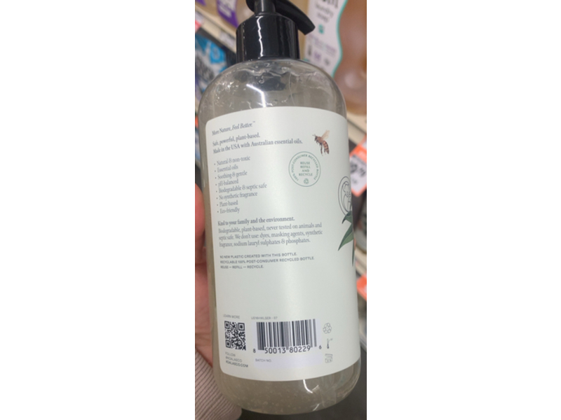 Koala Eco Natural Hand Wash, Australian Lemon Scented Eucalyptus & Rosemary Essential Oil, 16.9 fl oz/500 mL