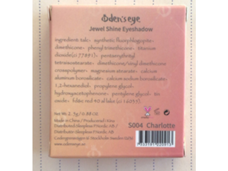 Oden's Eye Jewel Shine Eyeshadow, S0004 Charlotte, 0.88 oz/2.5 g