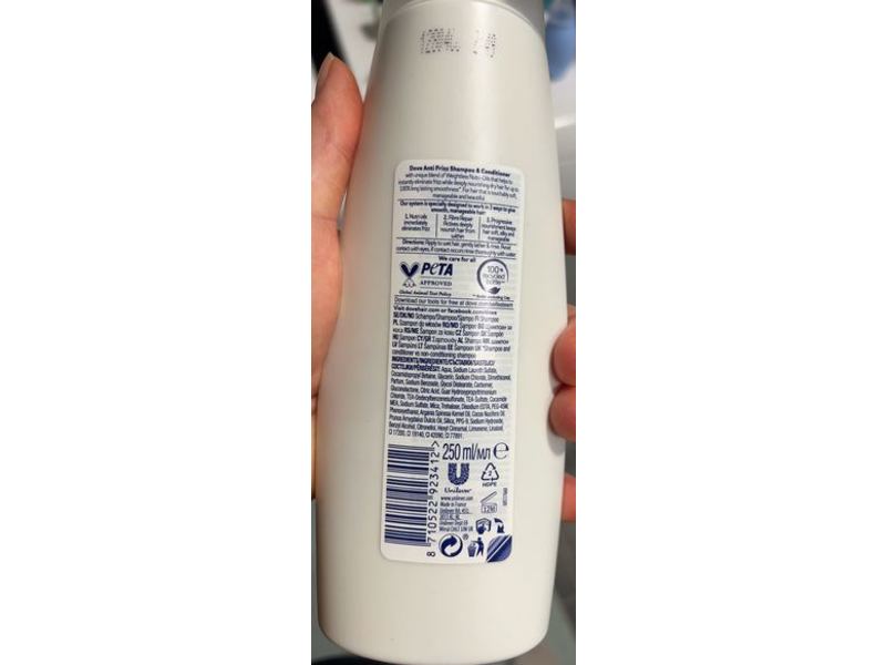 Dove Anti-Frizz Shampoo, 250 mL