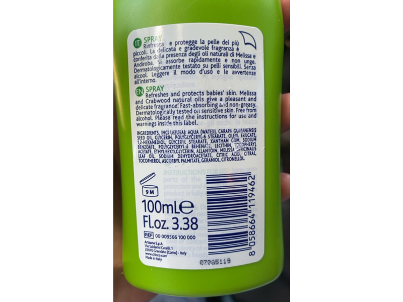Chicco Refreshing & Protective Spray, 3.38 fl oz/100 mL