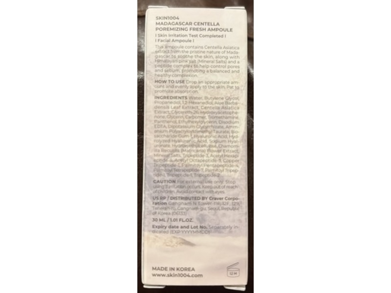 Skin1004 Madagascar Centella Poremizing Fresh Ampoule, 1.01 fl oz/30 mL