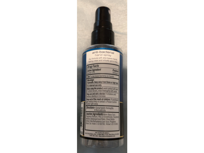 Bath & Body Works Anti - Bacterial Hand Spray, Ocean, 3 fl oz/88 mL, Pack Of 2
