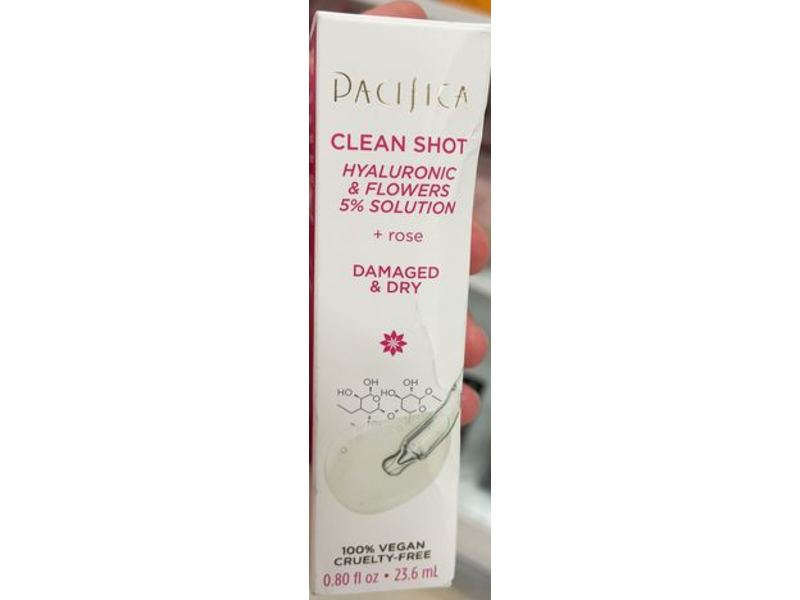 Pacifica Clean Shot Hyaluronic & Flowers 5% Solution, Rose, Damaged & Dry, 0.80 fl oz/23.6 mL