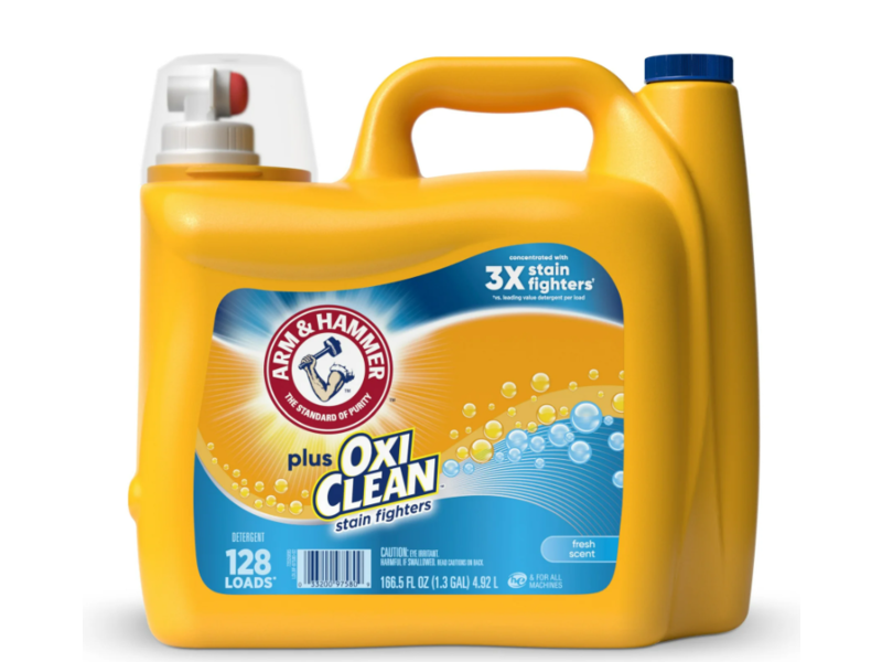 Arm & Hammer Plus OxiClean Liquid Laundry Detergent, Fresh Scent, 128 Loads, 166.5 fl oz/4.92 L