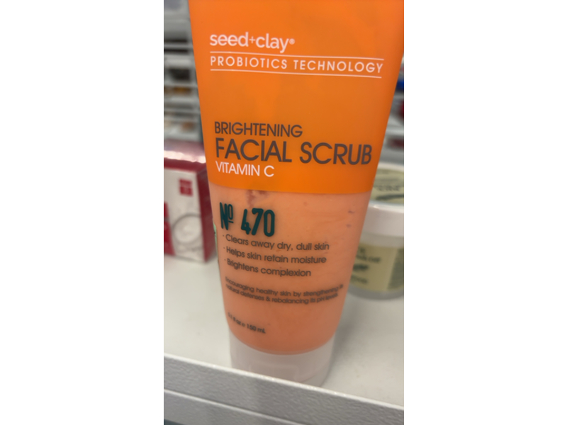 Seed + Clay Brightening Facial Scrub, Vitamin C, 150 mL