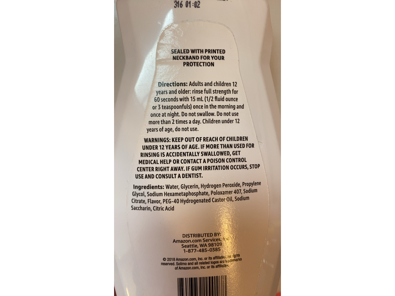 Solimo Whitening Mouthwash, Clean Mint Flavour, 32 fl oz/946 mL