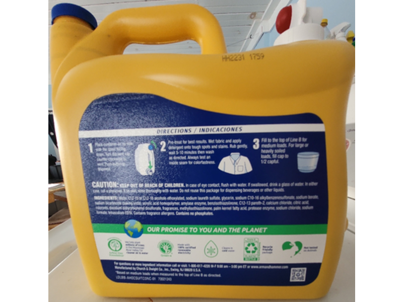 Arm & Hammer Plus OxiClean with Odor Blasters Liquid Laundry Detergent, Fresh Burst, 128 Loads, 201.6 fl oz/536 L, Pack Of 2