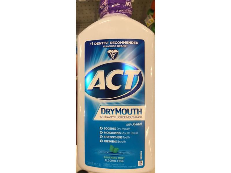ACT Anticavity Fluoride Mouthwash, Dry Mouth, 33.8 fl oz/1 L