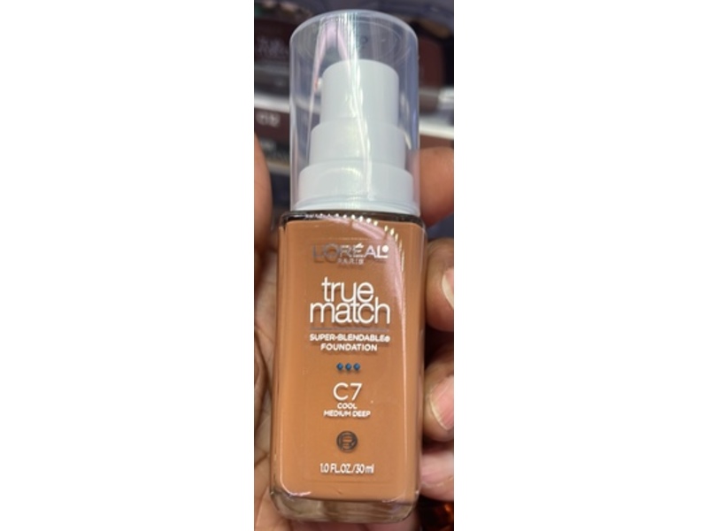 L'Oreal Paris True Match Super-Blendable Foundation, C7 Cool Medium Deep, 1 fl oz/30 mL