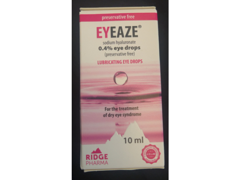 Ridge Pharma Eyeaze Sodium Hyaluronate 0.4% Eye Drops, 10 mL