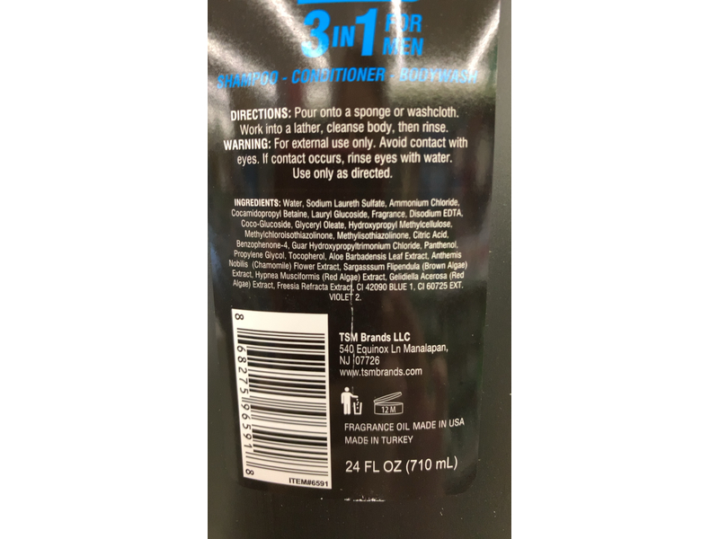 Luxury 3 In 1 Body Wash, Shampoo & Conditioner, Cool Fresh, 24 fl oz/710 mL