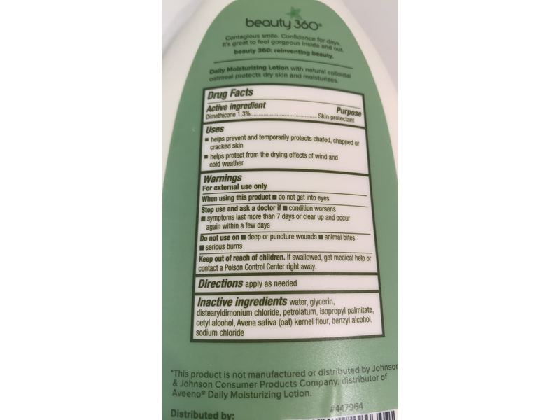 Beauty 360 Daily Moisturizing Lotion, Natural Colloidal Oatmeal, 18 fl oz/532 mL