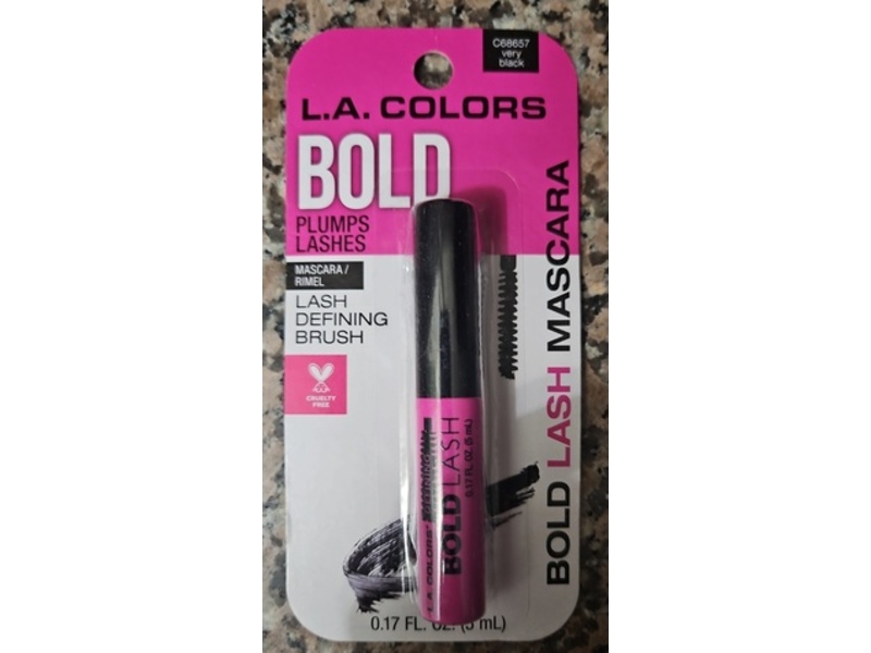 L.A. Colors Bold Plumps Lashes Mascara, Very Black, 0.17 fl oz/5 mL